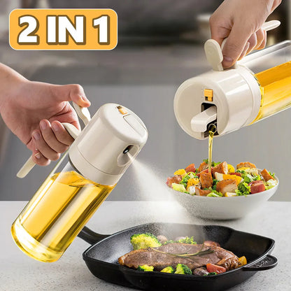 Smart 2-in-1 Oil Sprayer & Dispenser Bottle – Automatic Pouring & Fine Mist for Healthy Cooking (550ml)