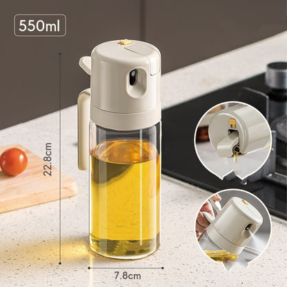 Smart 2-in-1 Oil Sprayer & Dispenser Bottle – Automatic Pouring & Fine Mist for Healthy Cooking (550ml)